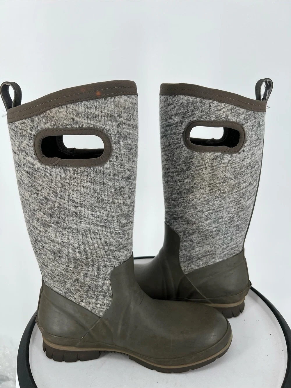 Bogs Olive Green and Heather Gray Tall Knit Waterproof Boots